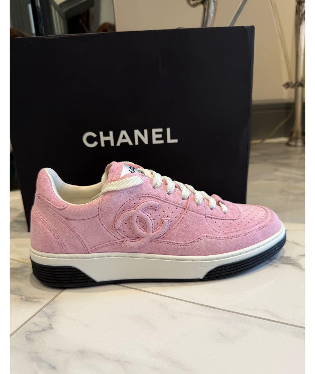 CHANEL Розовые замшевые кеды, фото 8