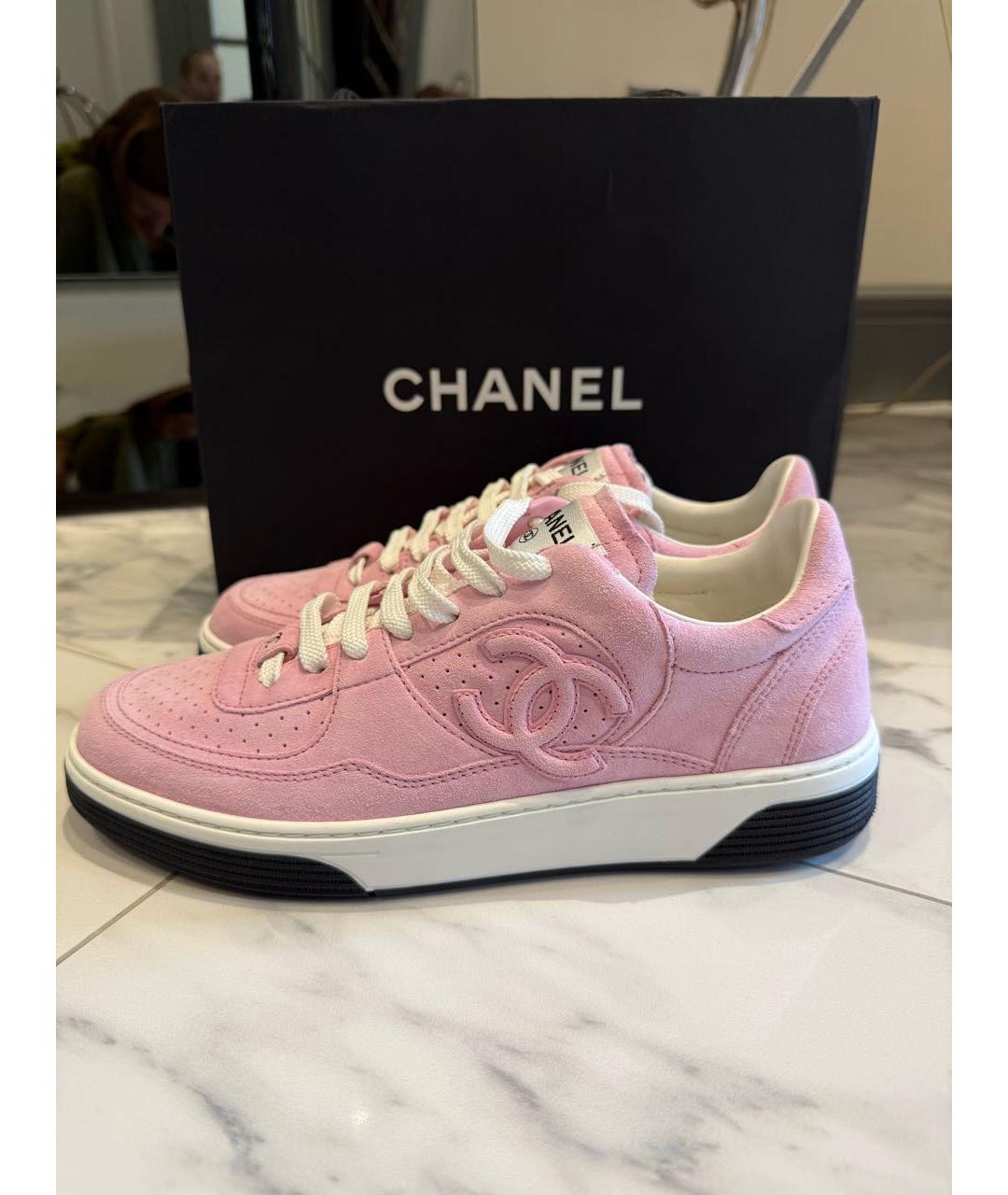 CHANEL Розовые замшевые кеды, фото 7