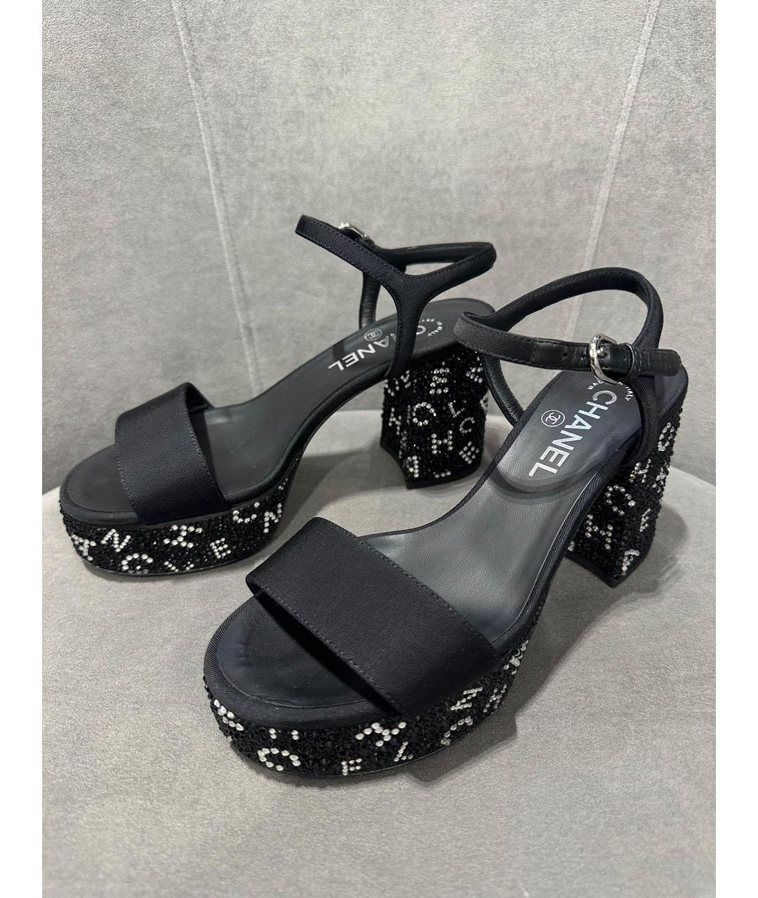 CHANEL Черные кожаные босоножки, фото 2
