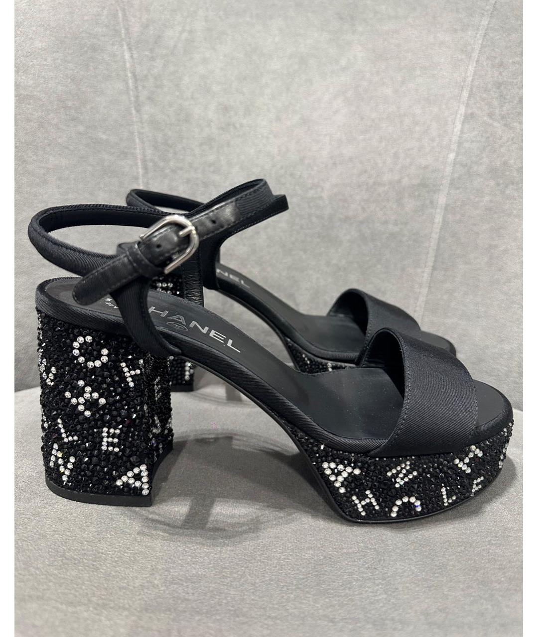 CHANEL Черные кожаные босоножки, фото 5