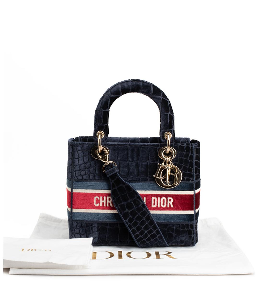 CHRISTIAN DIOR Синяя бархатная сумка с короткими ручками, фото 5
