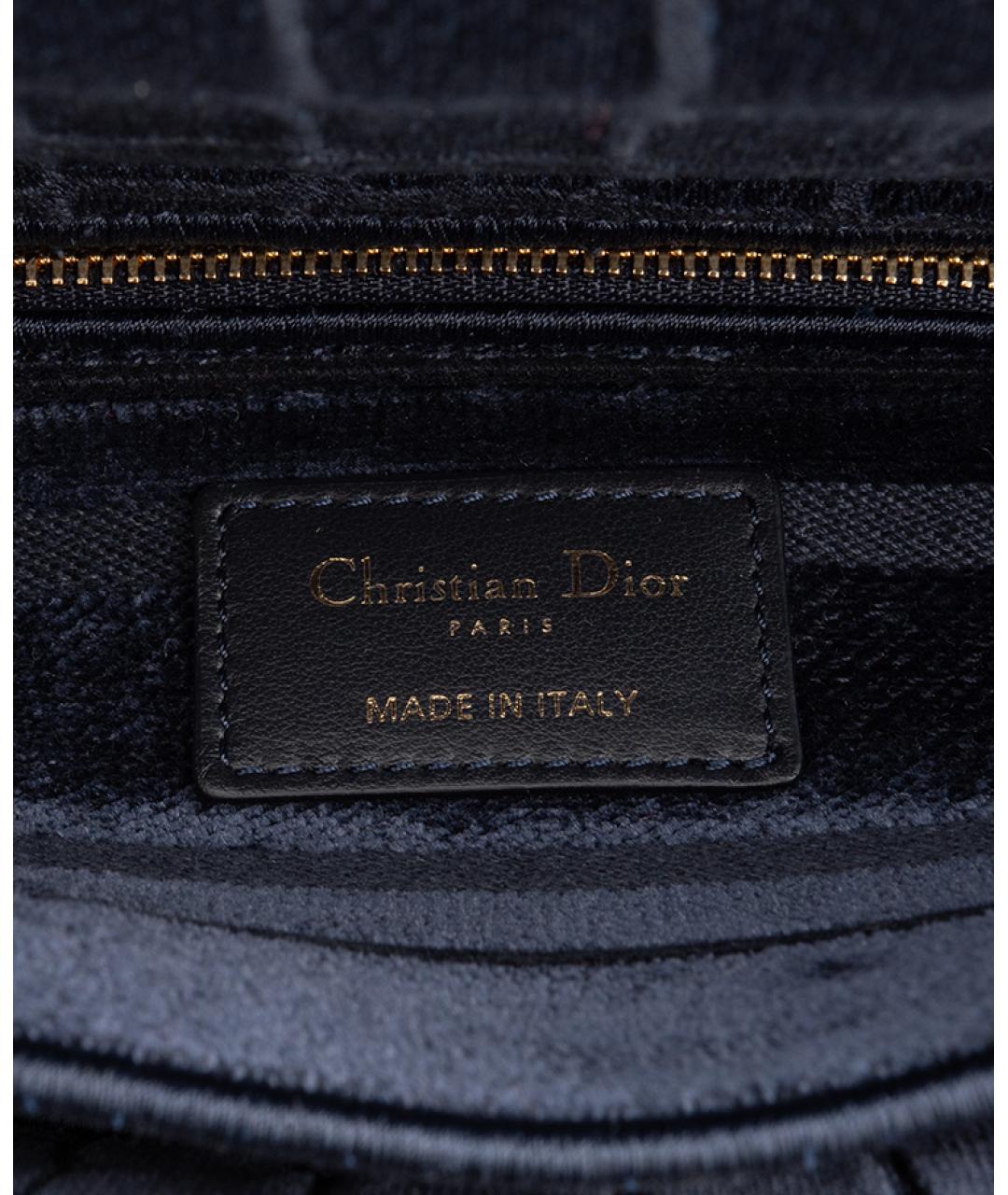 CHRISTIAN DIOR Синяя бархатная сумка с короткими ручками, фото 7