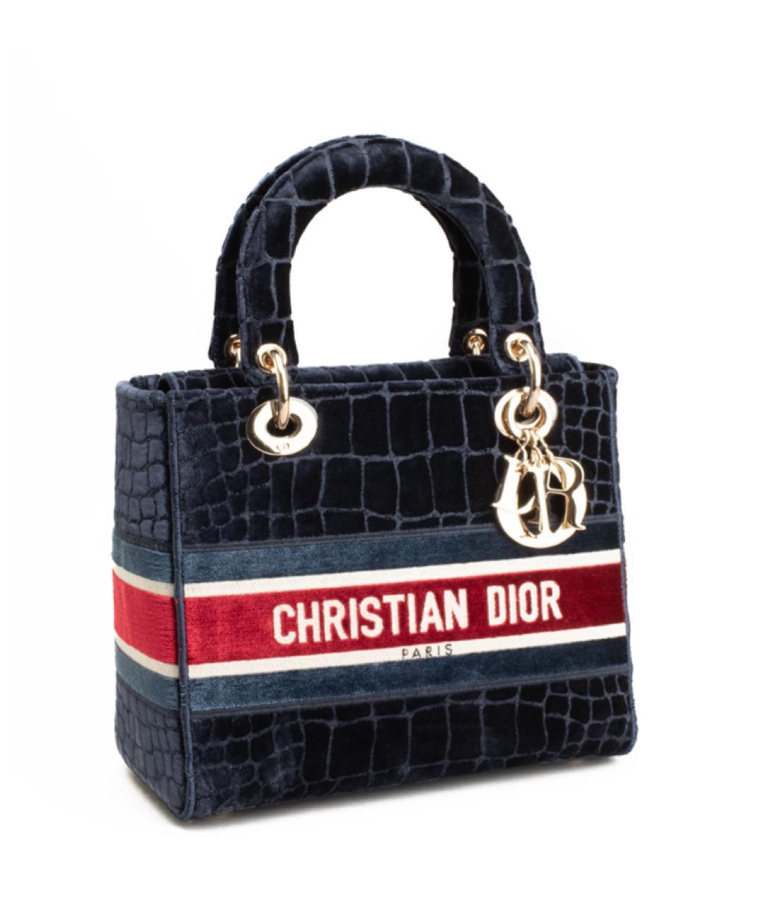 CHRISTIAN DIOR Синяя бархатная сумка с короткими ручками, фото 2