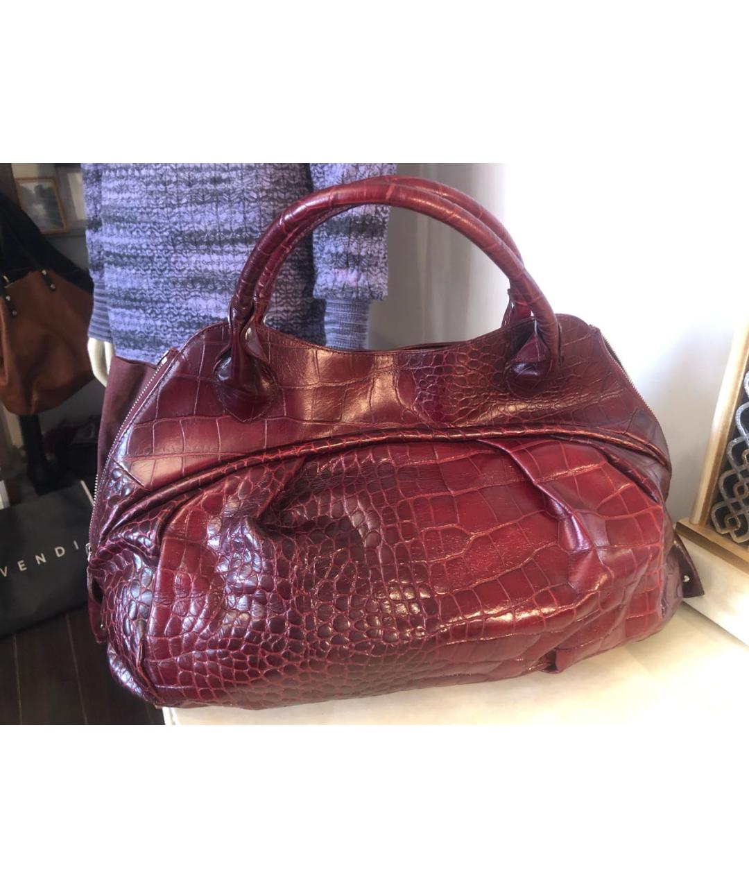 FURLA Бордовая сумка с короткими ручками из лакированной кожи, фото 3