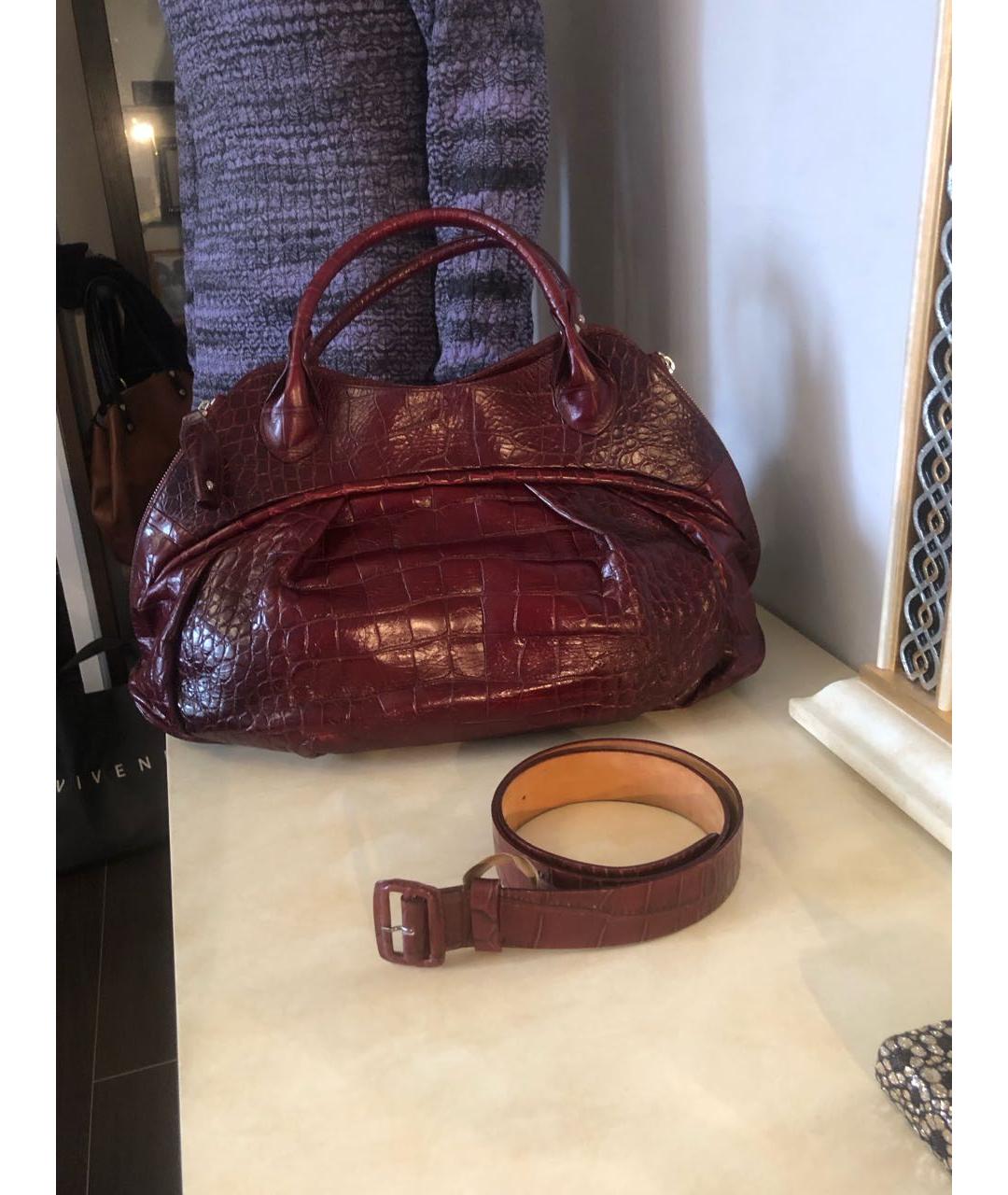 FURLA Бордовая сумка с короткими ручками из лакированной кожи, фото 9
