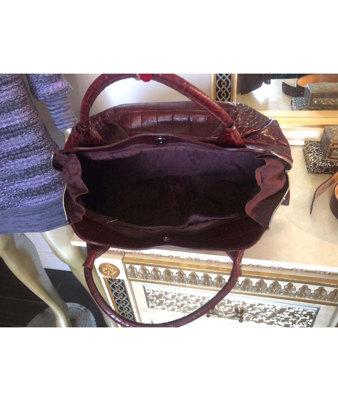 FURLA Бордовая сумка с короткими ручками из лакированной кожи, фото 5