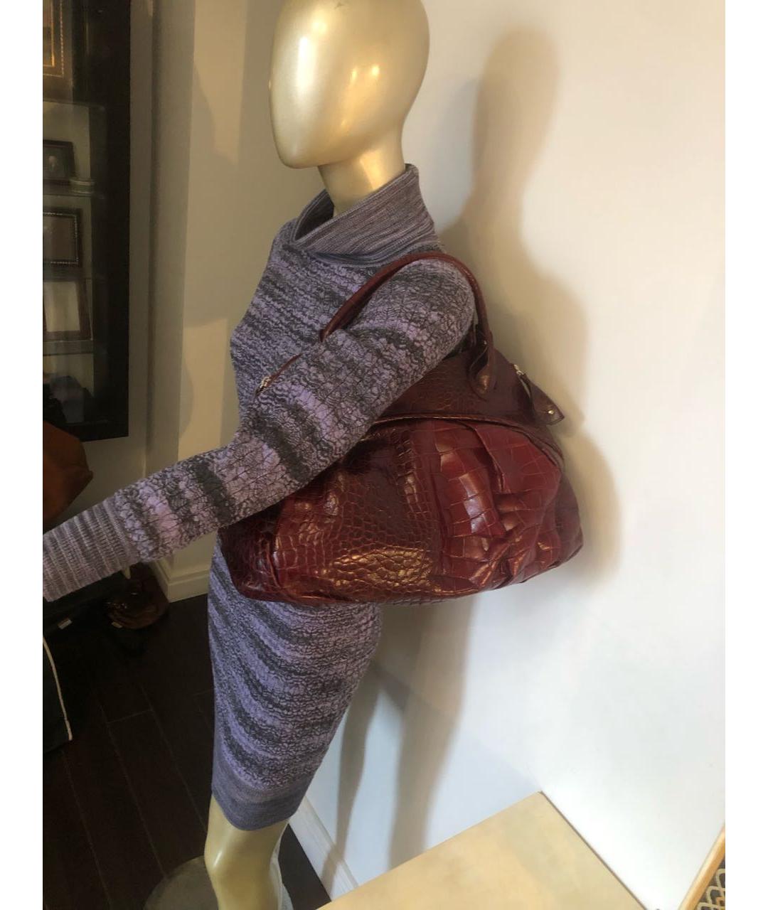FURLA Бордовая сумка с короткими ручками из лакированной кожи, фото 7