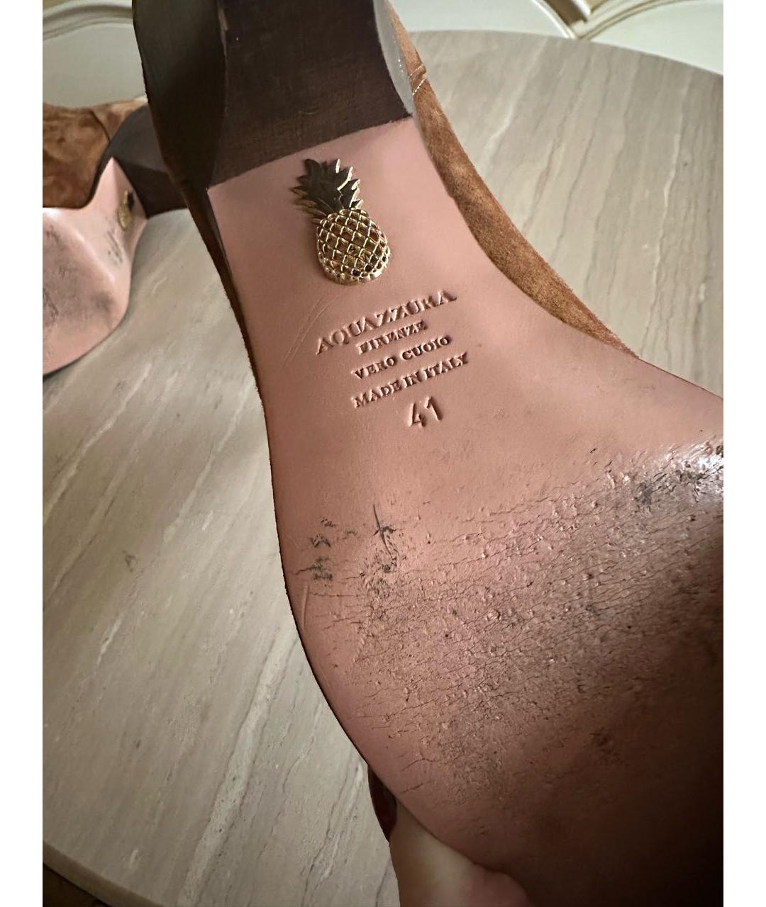 AQUAZZURA Коричневые замшевые ботильоны, фото 6