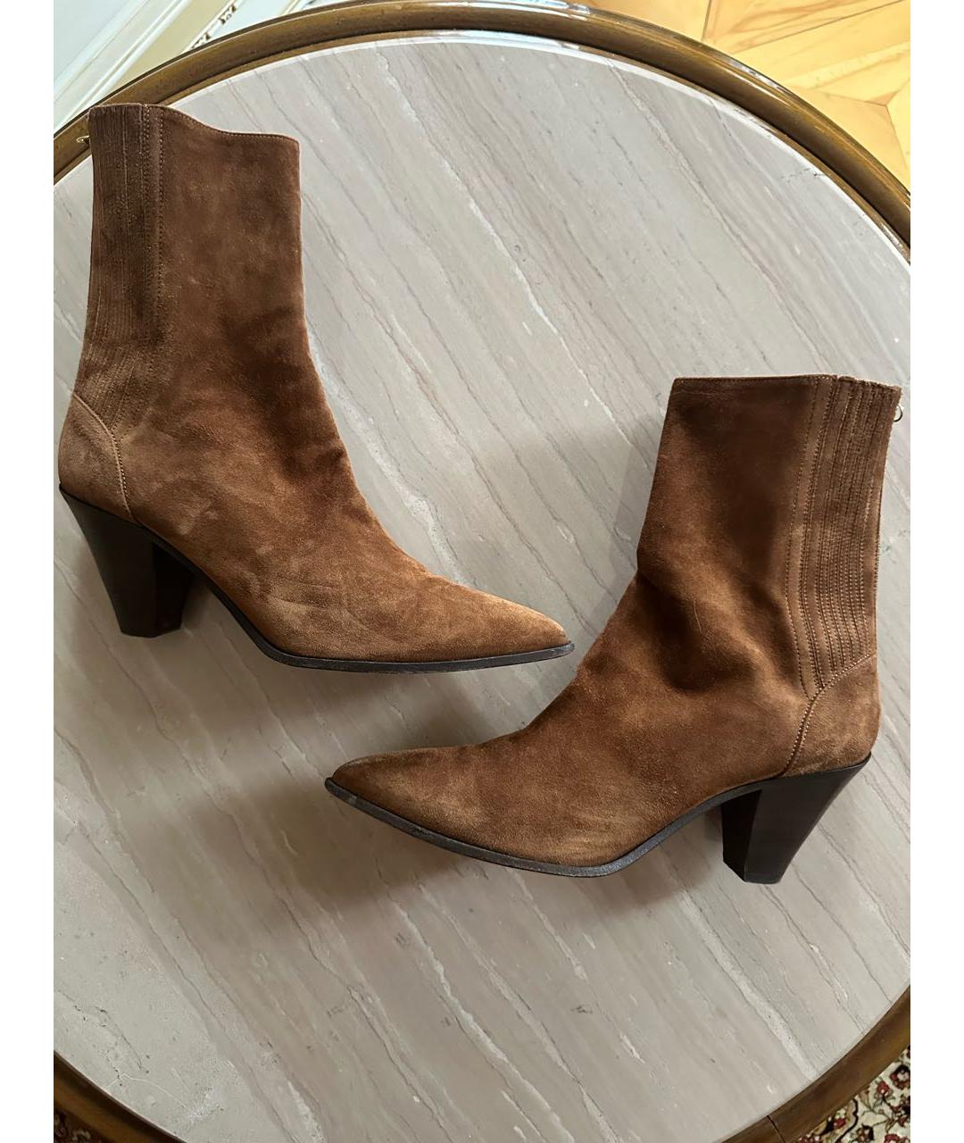 AQUAZZURA Коричневые замшевые ботильоны, фото 5