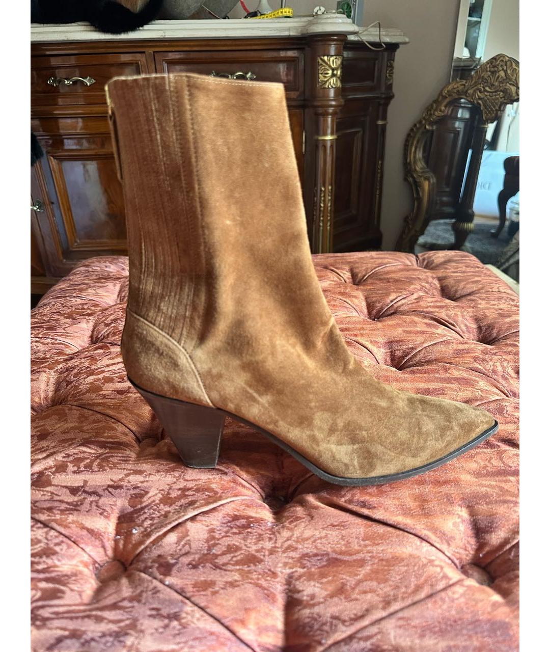 AQUAZZURA Коричневые замшевые ботильоны, фото 7