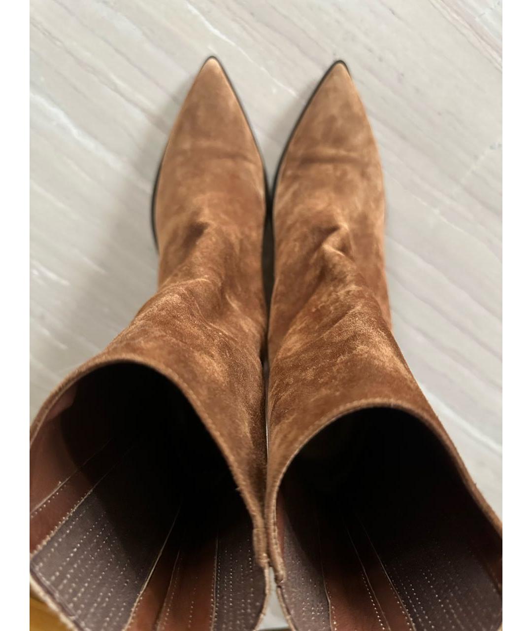 AQUAZZURA Коричневые замшевые ботильоны, фото 3