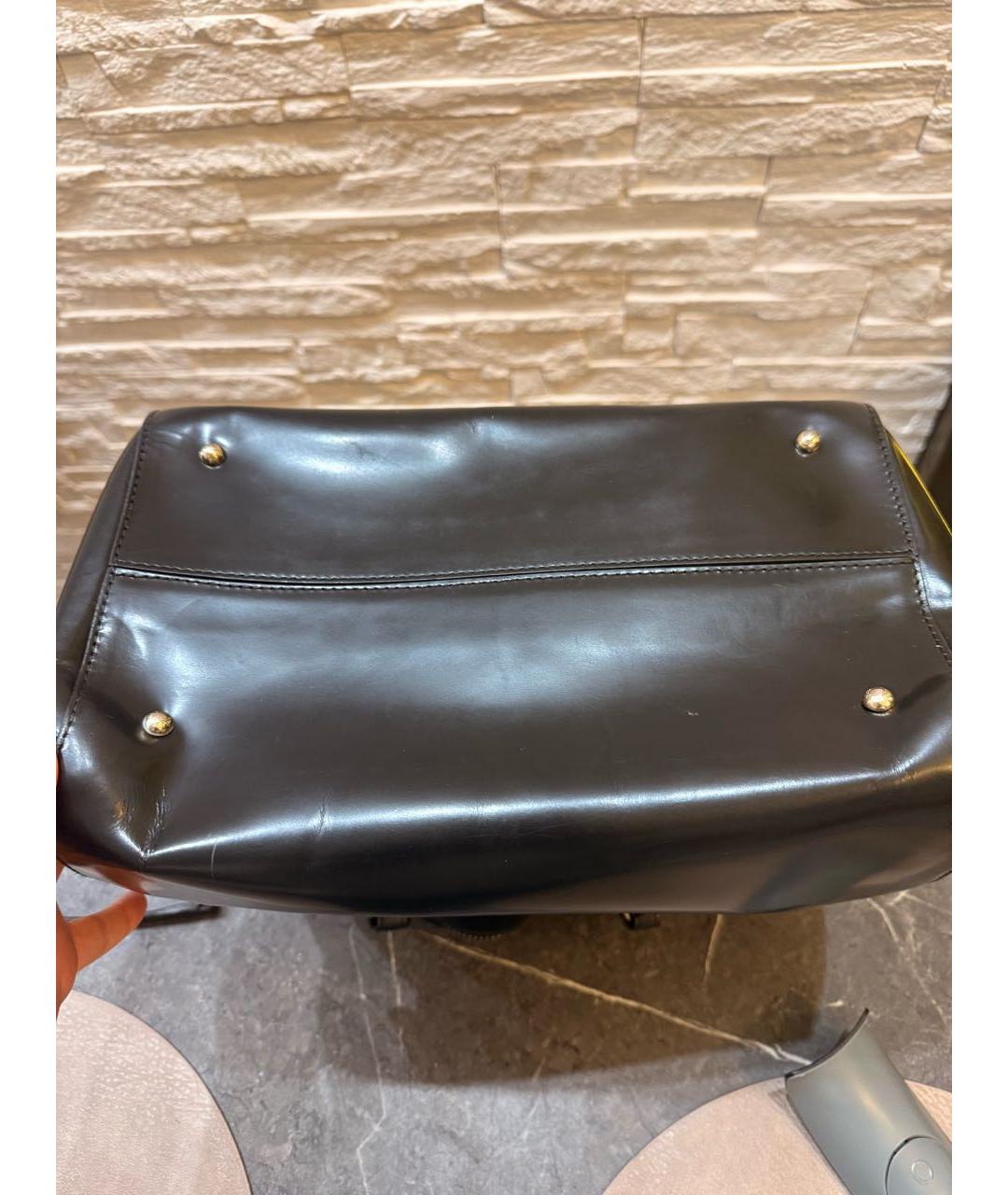 MAX MARA Черная сумка тоут из лакированной кожи, фото 5