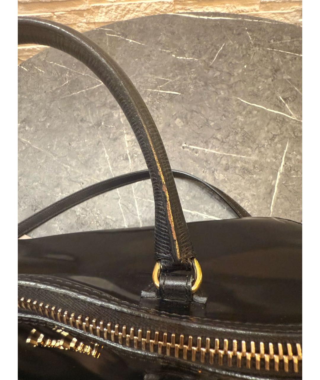 MAX MARA Черная сумка тоут из лакированной кожи, фото 8