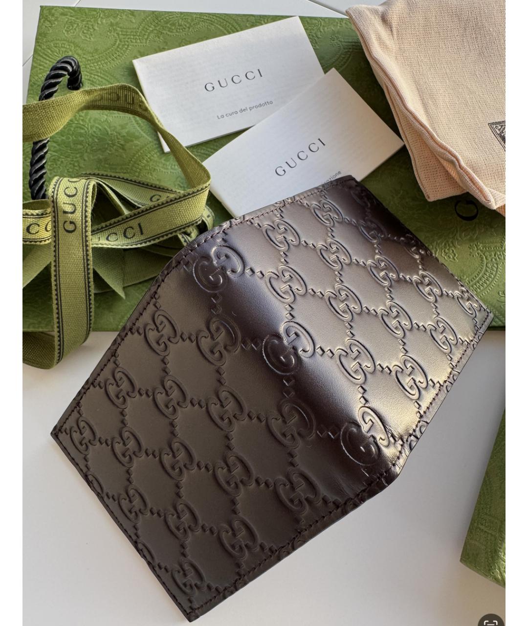 GUCCI Коричневый кожаный кошелек, фото 4