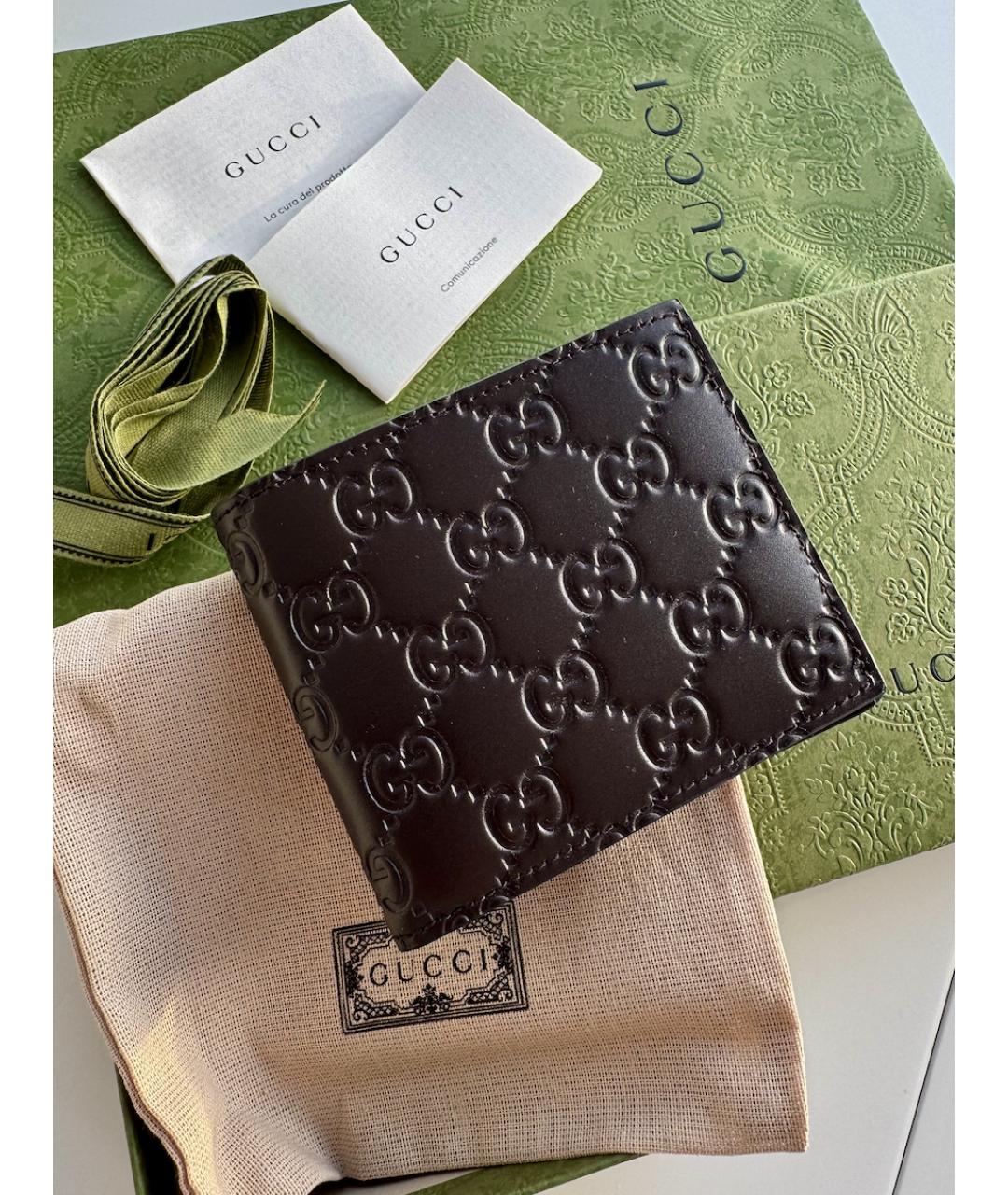 GUCCI Коричневый кожаный кошелек, фото 3