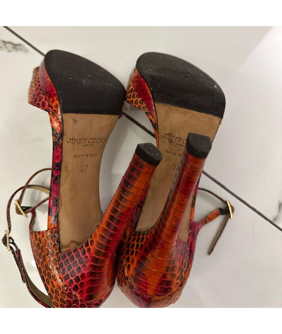 JIMMY CHOO Мульти босоножки из экзотической кожи, фото 5