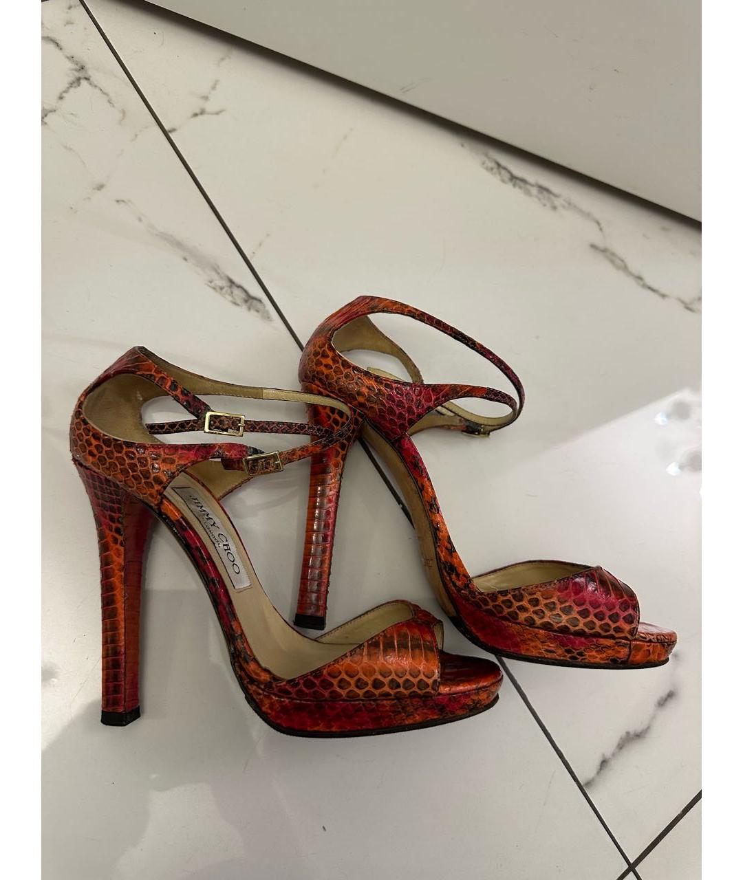 JIMMY CHOO Мульти босоножки из экзотической кожи, фото 6