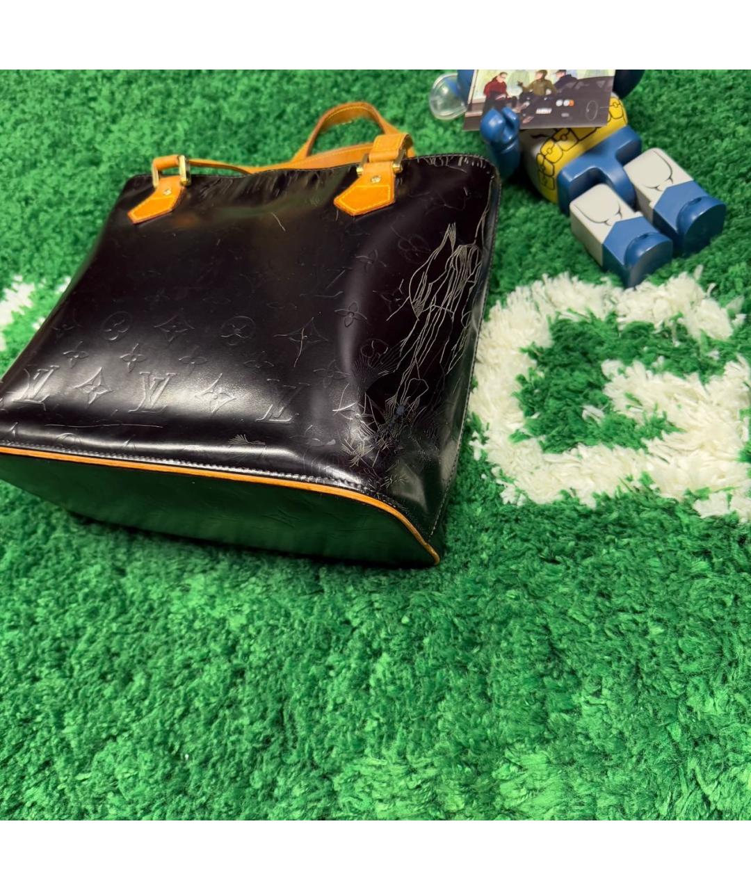 LOUIS VUITTON Черная кожаная сумка с короткими ручками, фото 7