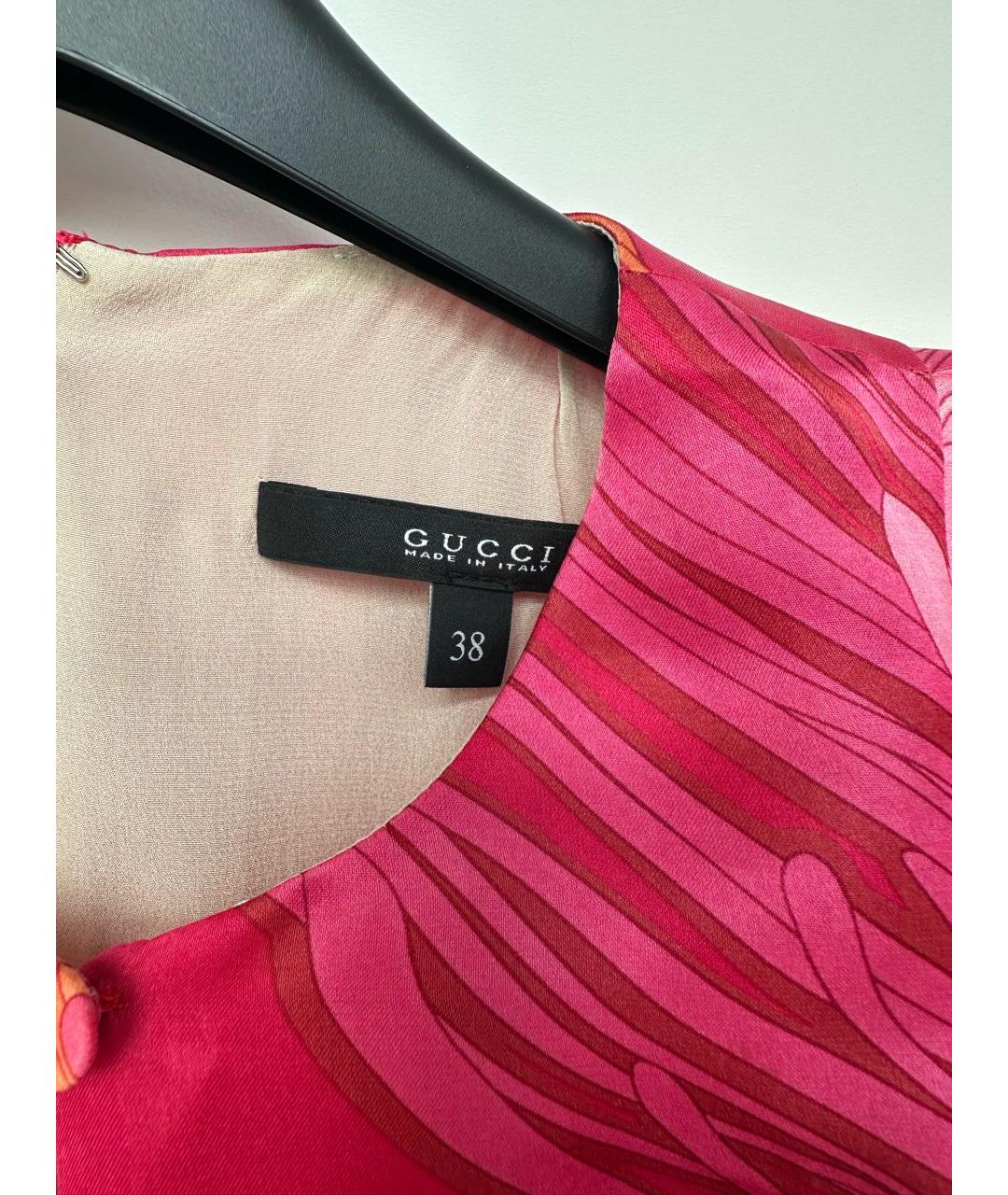 GUCCI Розовое шелковое коктейльное платье, фото 3
