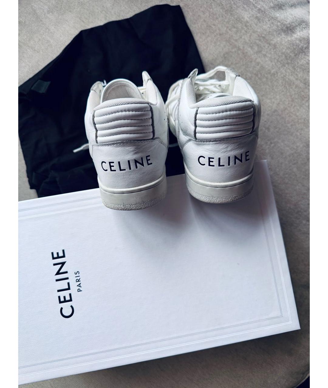 CELINE Белые кожаные кеды, фото 7