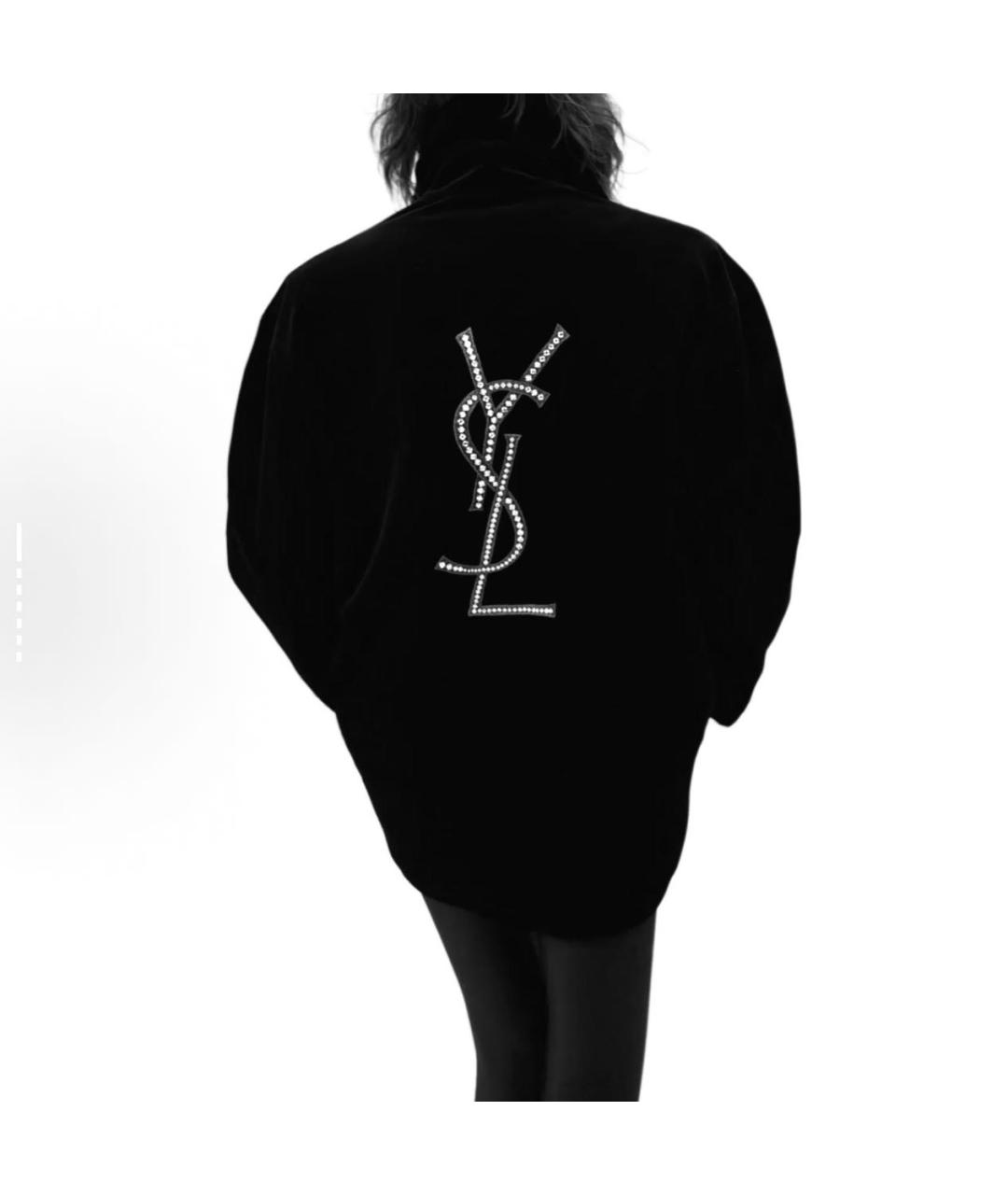 SAINT LAURENT Черное хлопковое пальто, фото 3