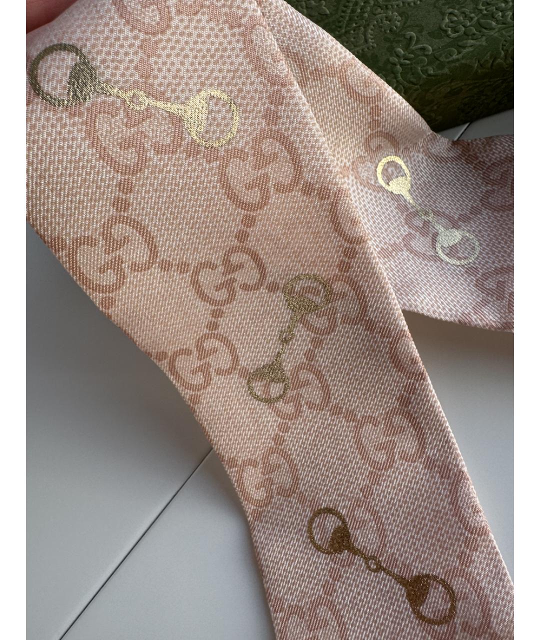 GUCCI Розовый шелковый платок, фото 7