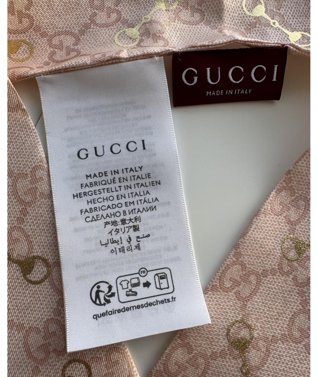 GUCCI Розовый шелковый платок, фото 3