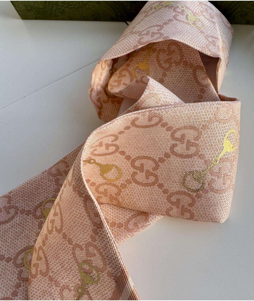 GUCCI Розовый шелковый платок, фото 5