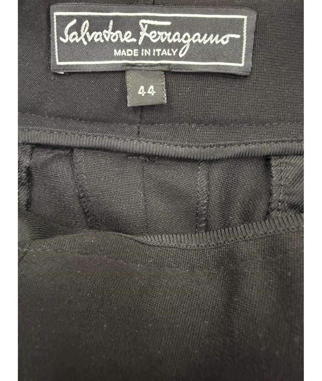 FERRAGAMO Черные шерстяные прямые брюки, фото 3