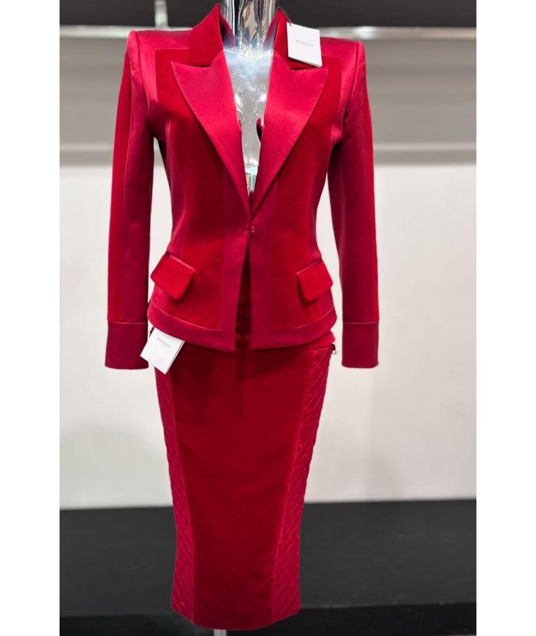 BALMAIN Бордовая хлопковая юбка миди, фото 6