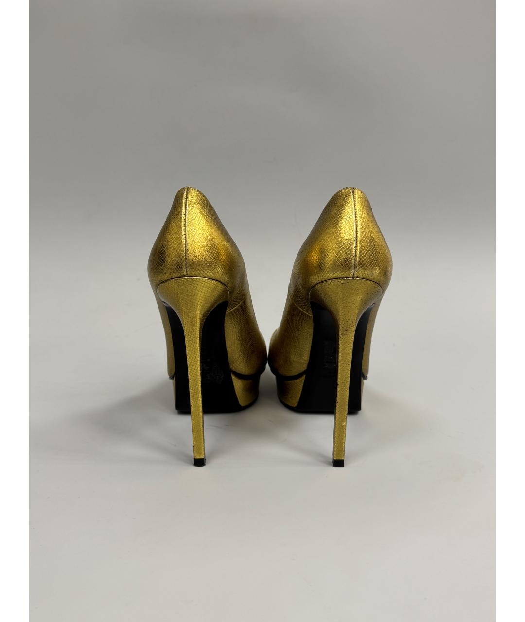 SAINT LAURENT Золотые кожаные туфли, фото 8