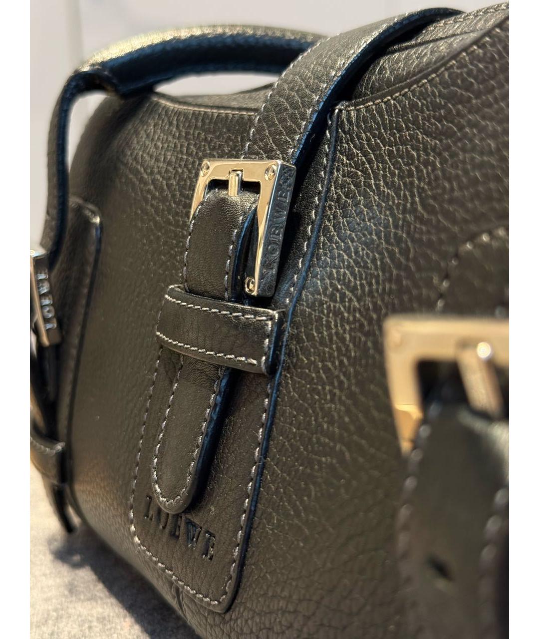 LOEWE Черная кожаная сумка с короткими ручками, фото 5