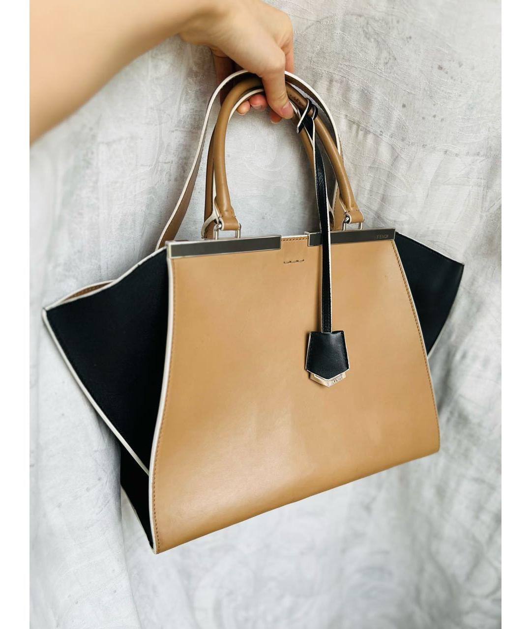 FENDI Бежевая кожаная сумка тоут, фото 5