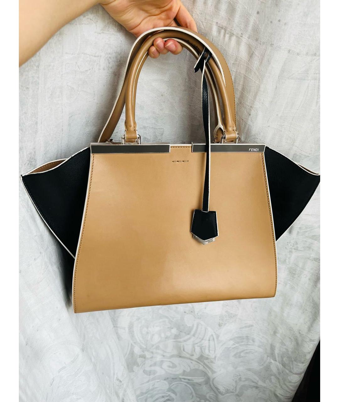 FENDI Бежевая кожаная сумка тоут, фото 4