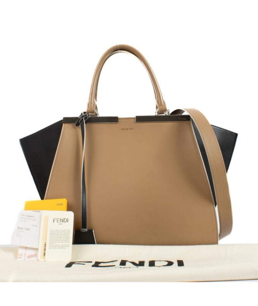 FENDI Бежевая кожаная сумка тоут, фото 2