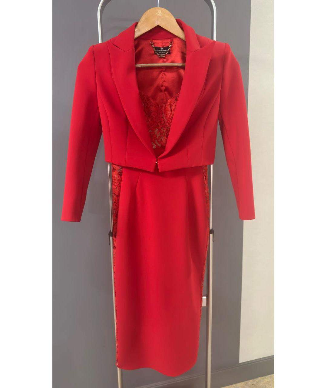 ELISABETTA FRANCHI Красное полиэстеровое коктейльное платье, фото 4