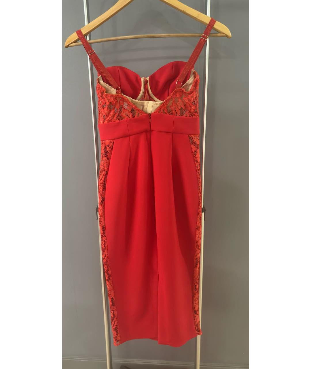 ELISABETTA FRANCHI Красное полиэстеровое коктейльное платье, фото 2