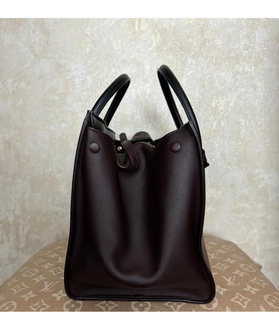 CELINE Бордовая кожаная сумка с короткими ручками, фото 6