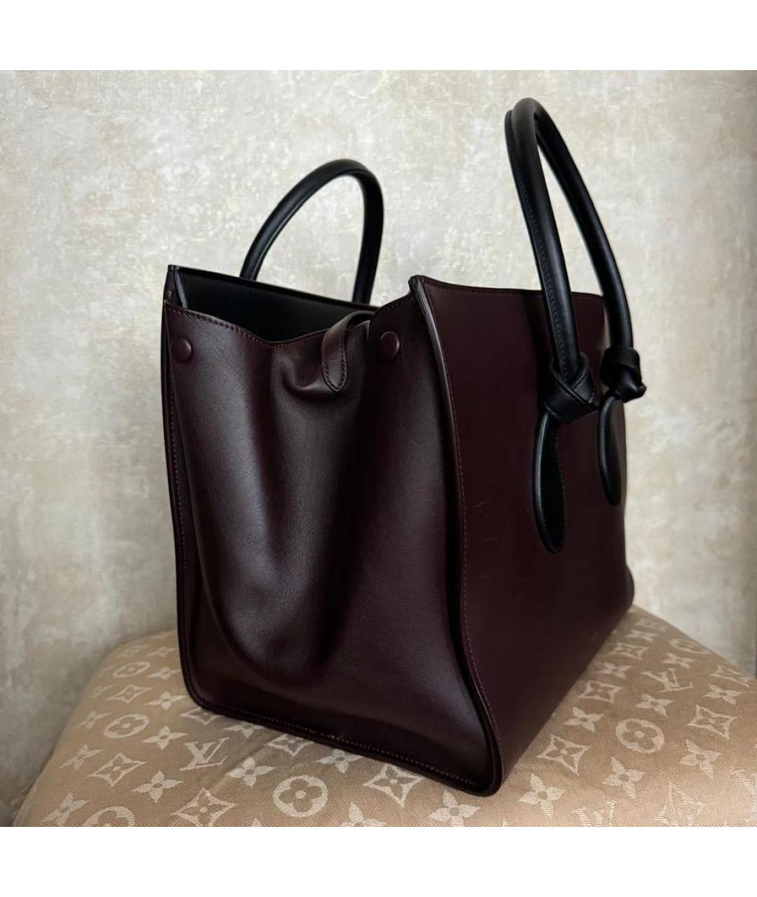CELINE Бордовая кожаная сумка с короткими ручками, фото 2