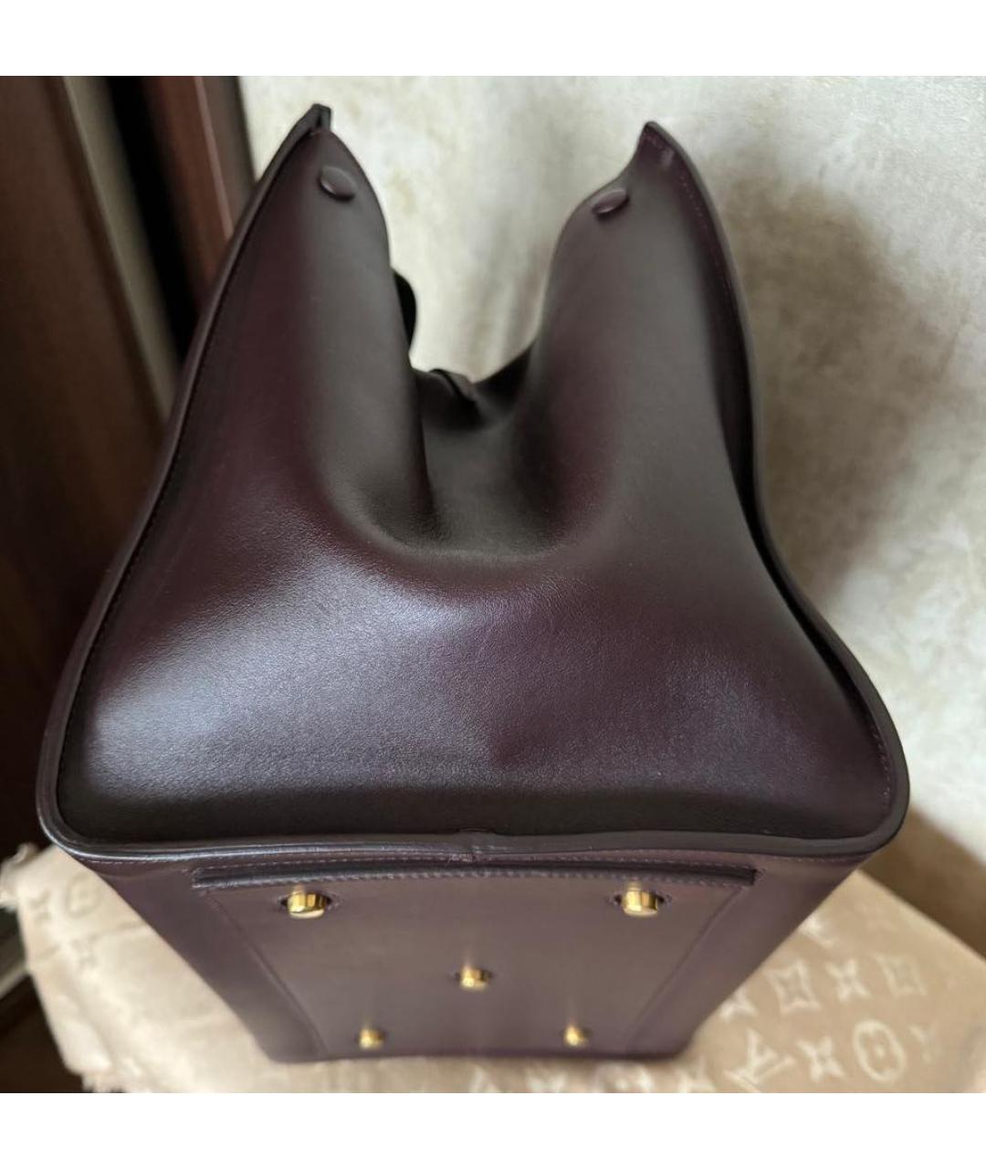 CELINE Бордовая кожаная сумка с короткими ручками, фото 8