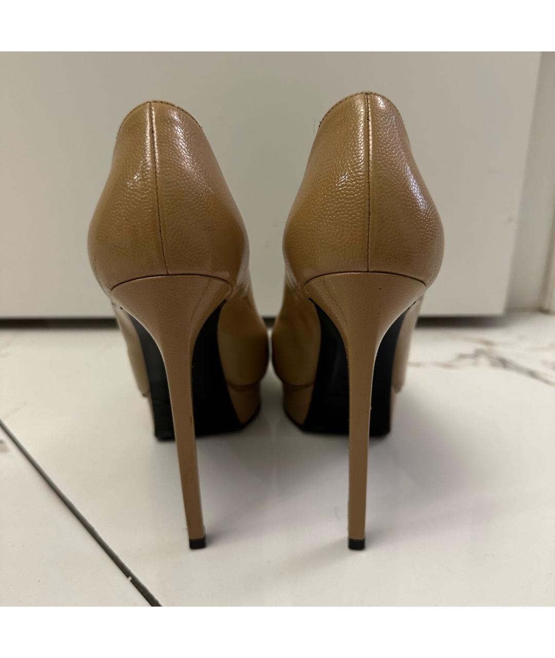 SAINT LAURENT Бежевые туфли из экзотической кожи, фото 4