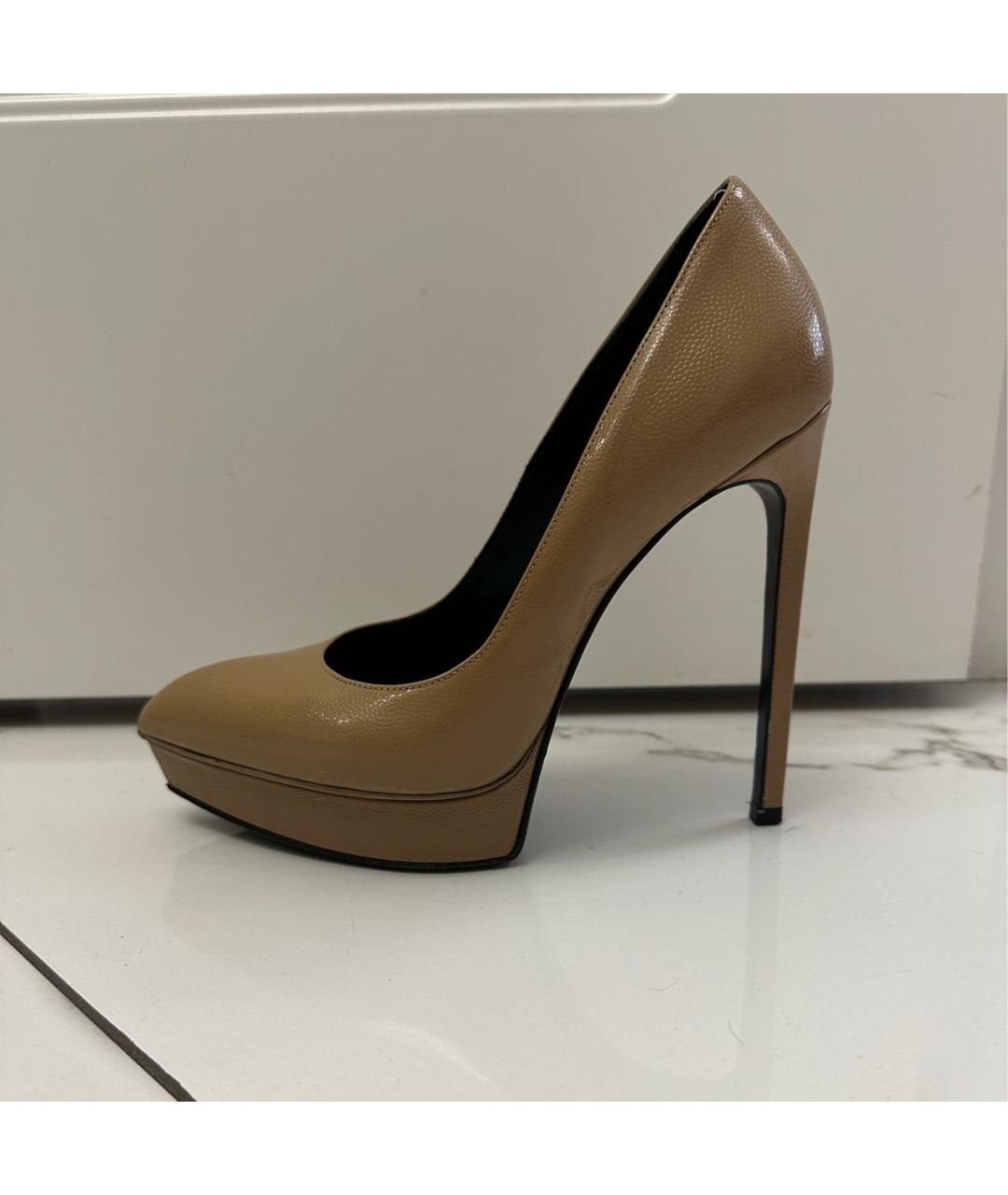 SAINT LAURENT Бежевые туфли из экзотической кожи, фото 8