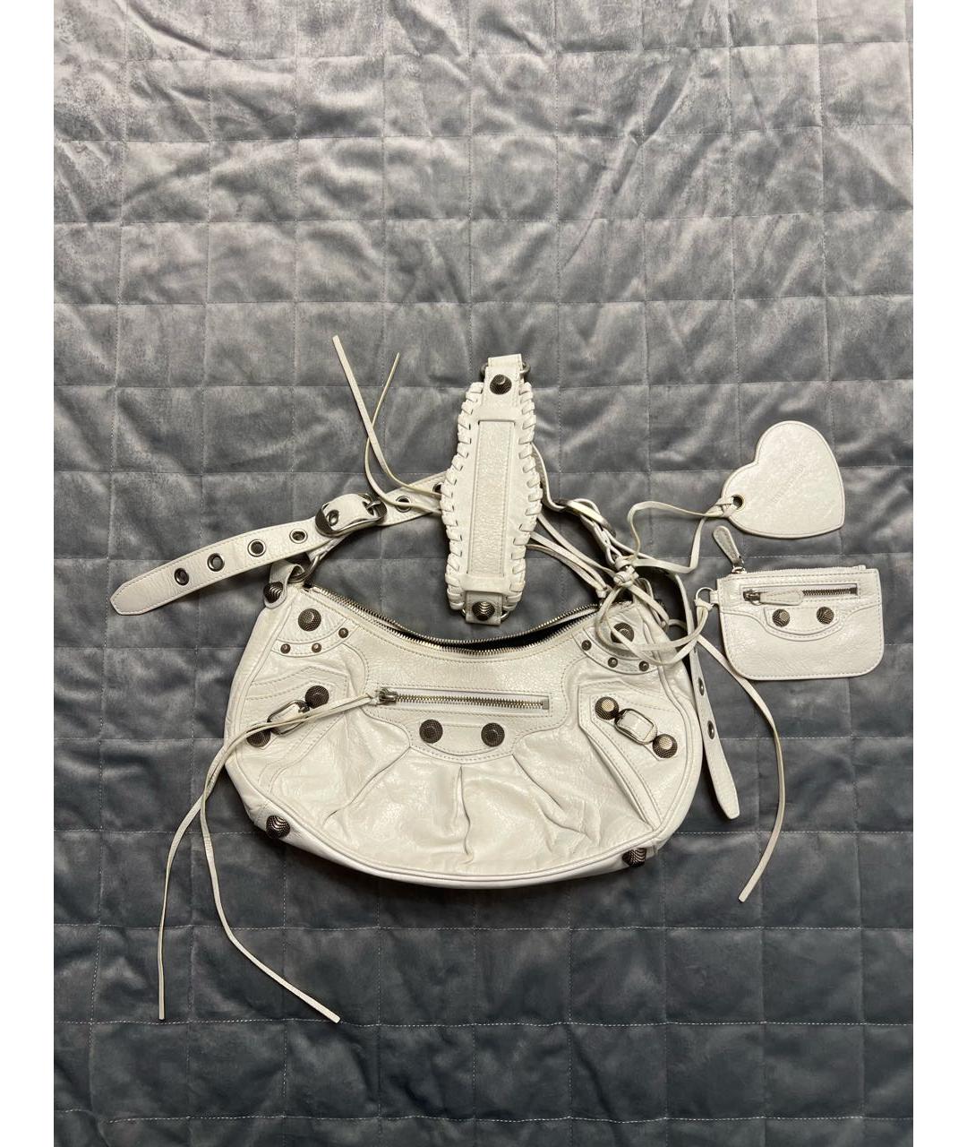 BALENCIAGA Белая кожаная сумка через плечо, фото 4