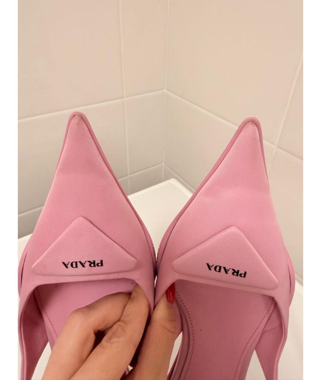 PRADA Розовые текстильные туфли, фото 4