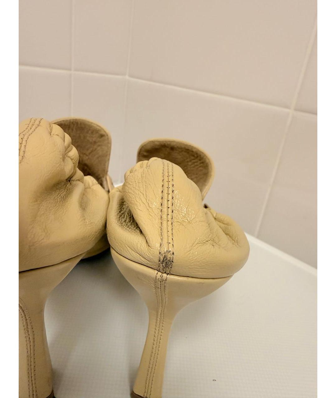 BOTTEGA VENETA Бежевые кожаные туфли, фото 4