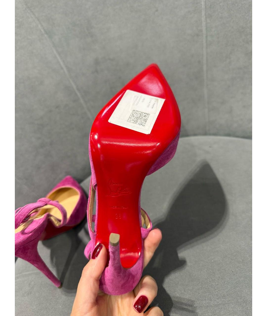 CHRISTIAN LOUBOUTIN Розовые замшевые босоножки, фото 2