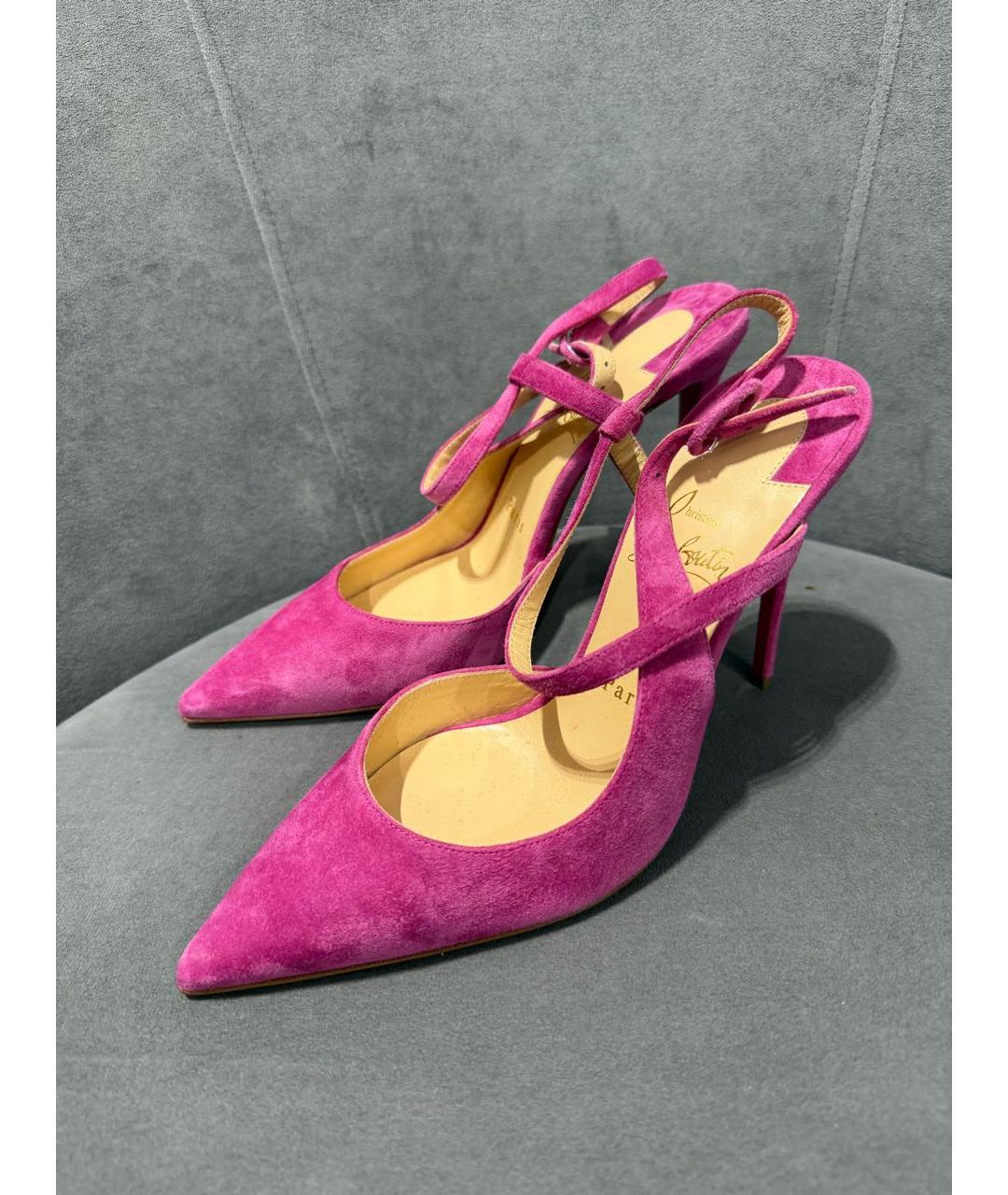 CHRISTIAN LOUBOUTIN Розовые замшевые босоножки, фото 5