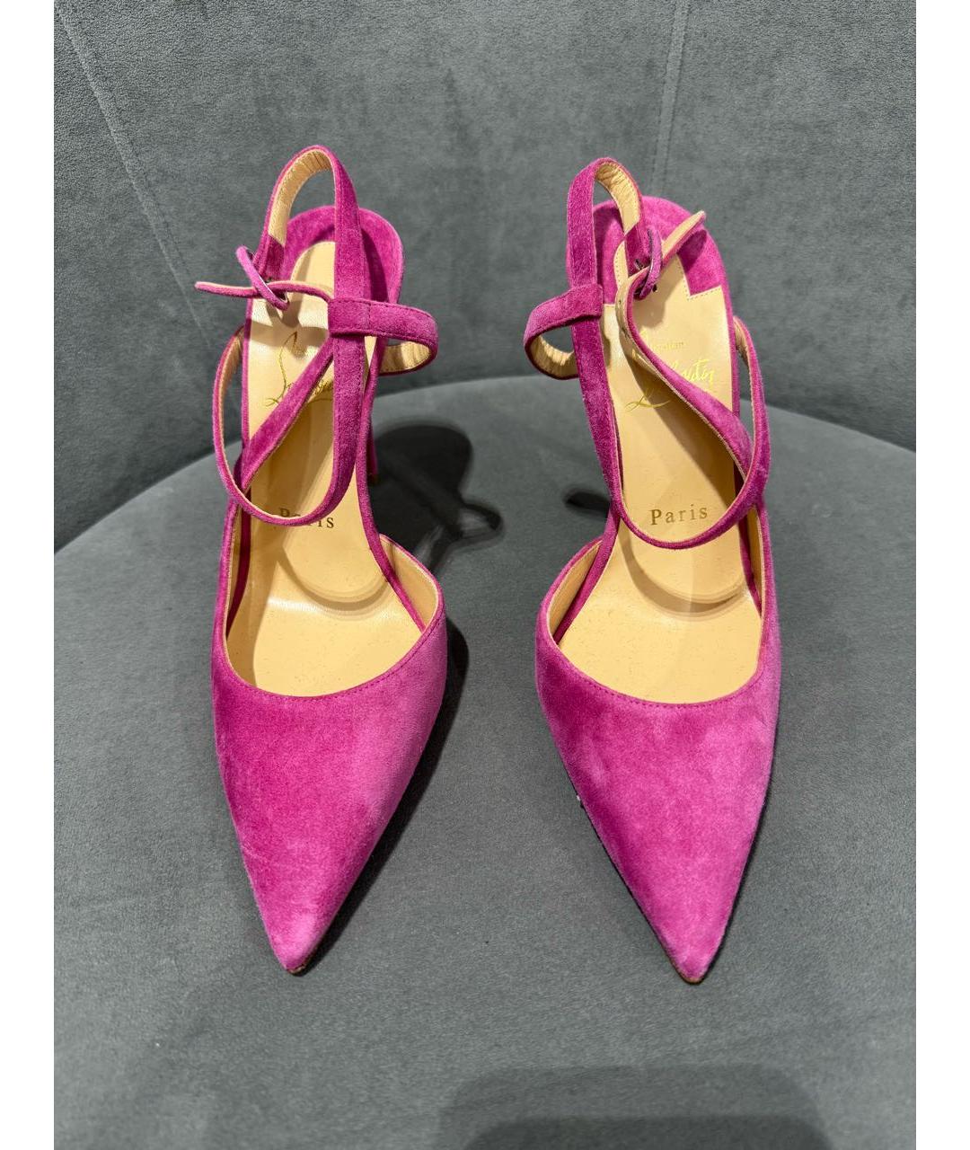 CHRISTIAN LOUBOUTIN Розовые замшевые босоножки, фото 3