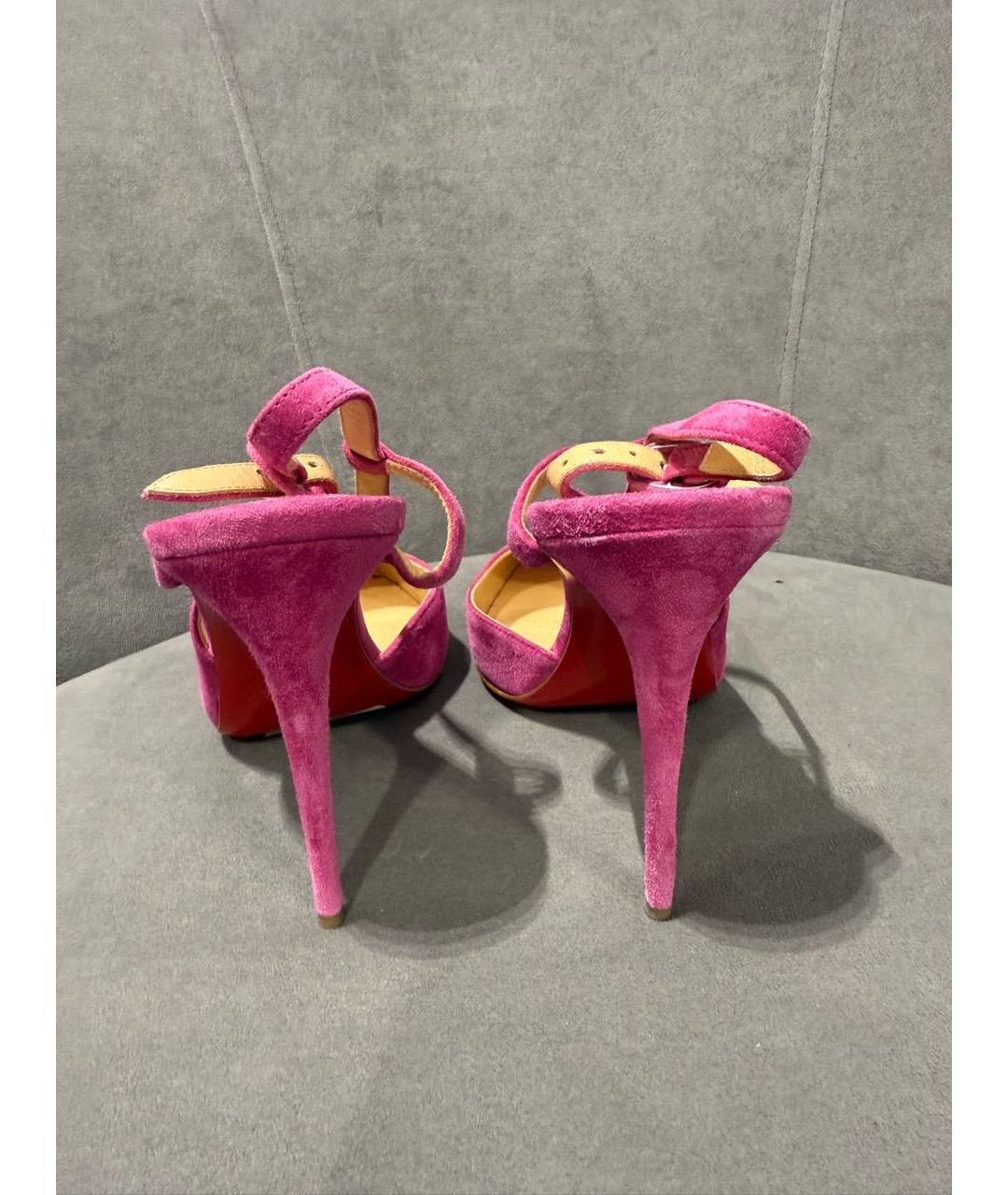 CHRISTIAN LOUBOUTIN Розовые замшевые босоножки, фото 6