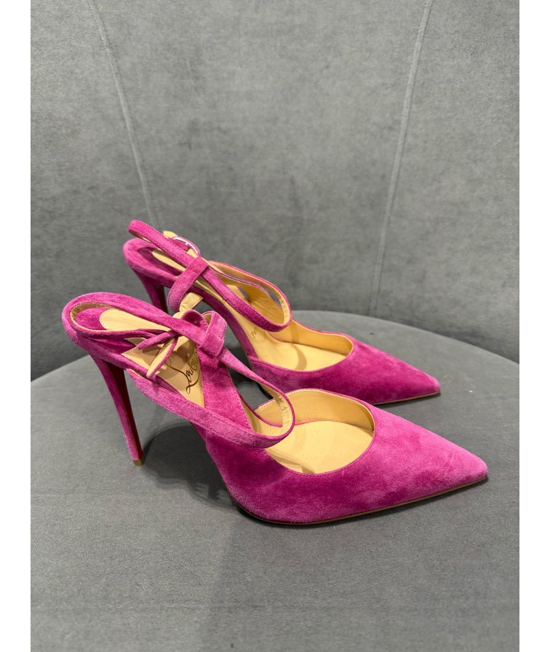 CHRISTIAN LOUBOUTIN Розовые замшевые босоножки, фото 7